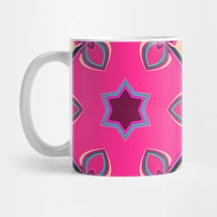 Cartoon Mandala Flower Pink Yellow and Blue Mug